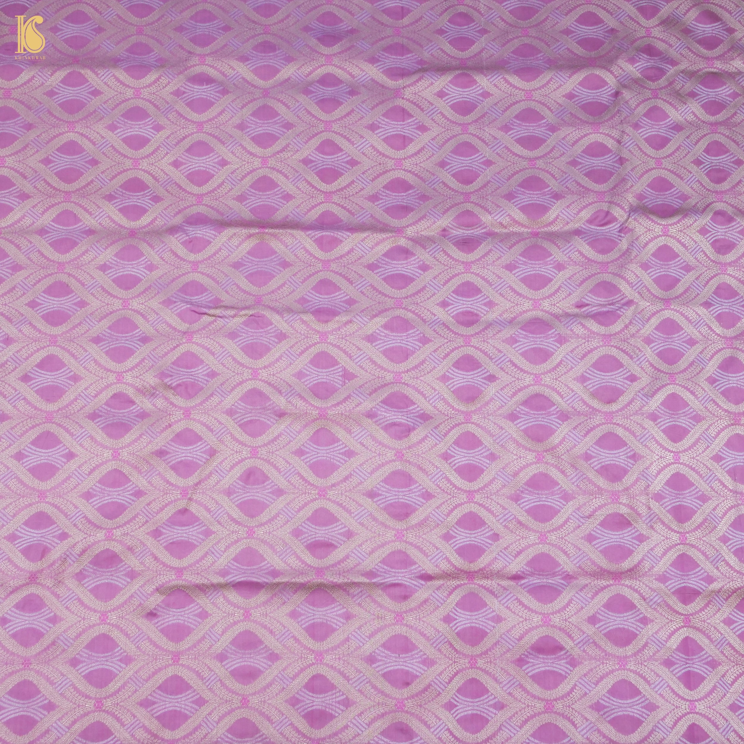 Handloom Violet Pure Brocade Banarasi Fabric – Khinkhwab