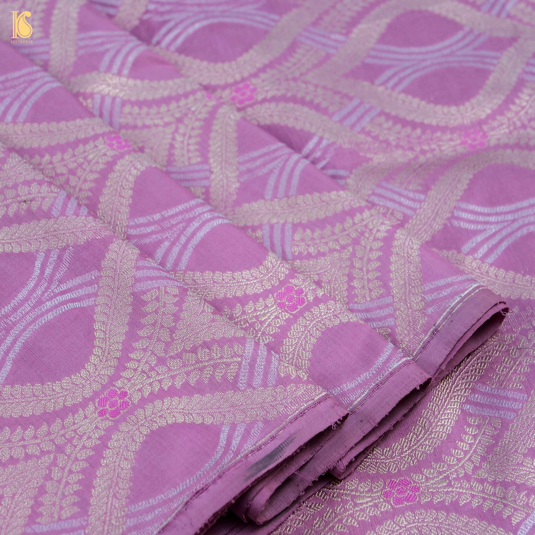 Handloom Violet Pure Brocade Banarasi Fabric - Khinkhwab