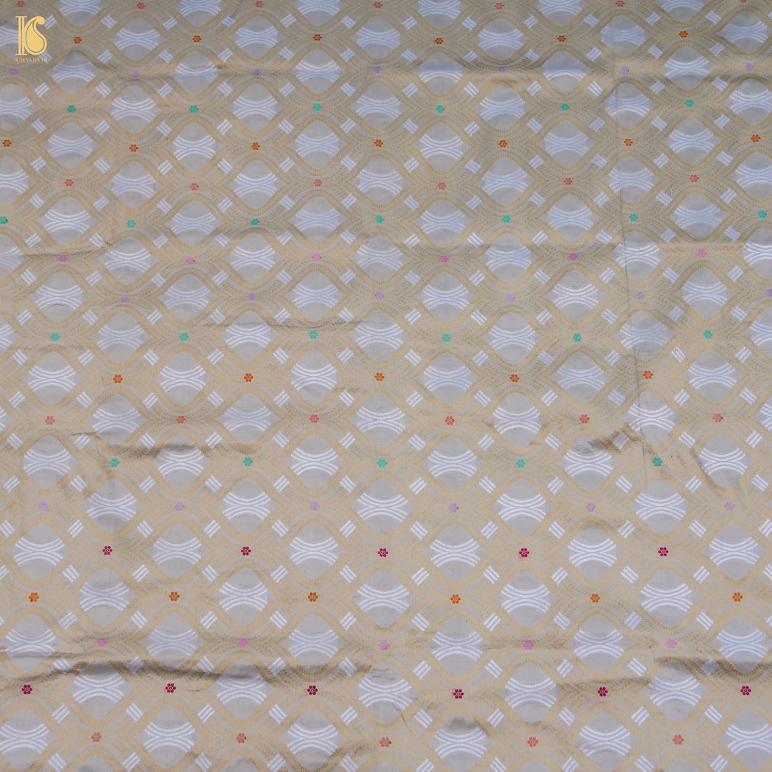 Handloom Beige Pure Brocade Banarasi Fabric - Khinkhwab