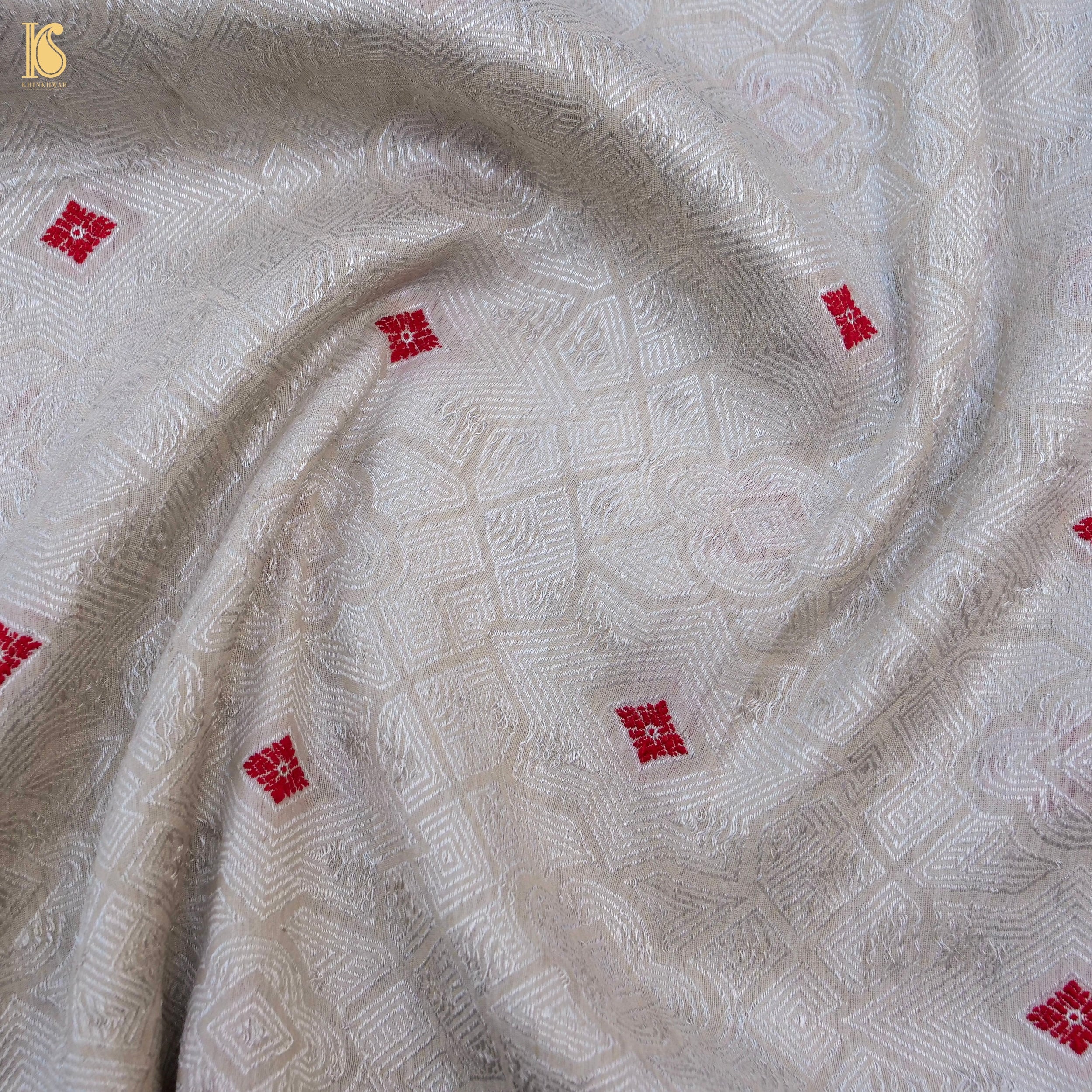 Pure Moonga Silk Handloom Banarasi Dyeable Fabric - Khinkhwab