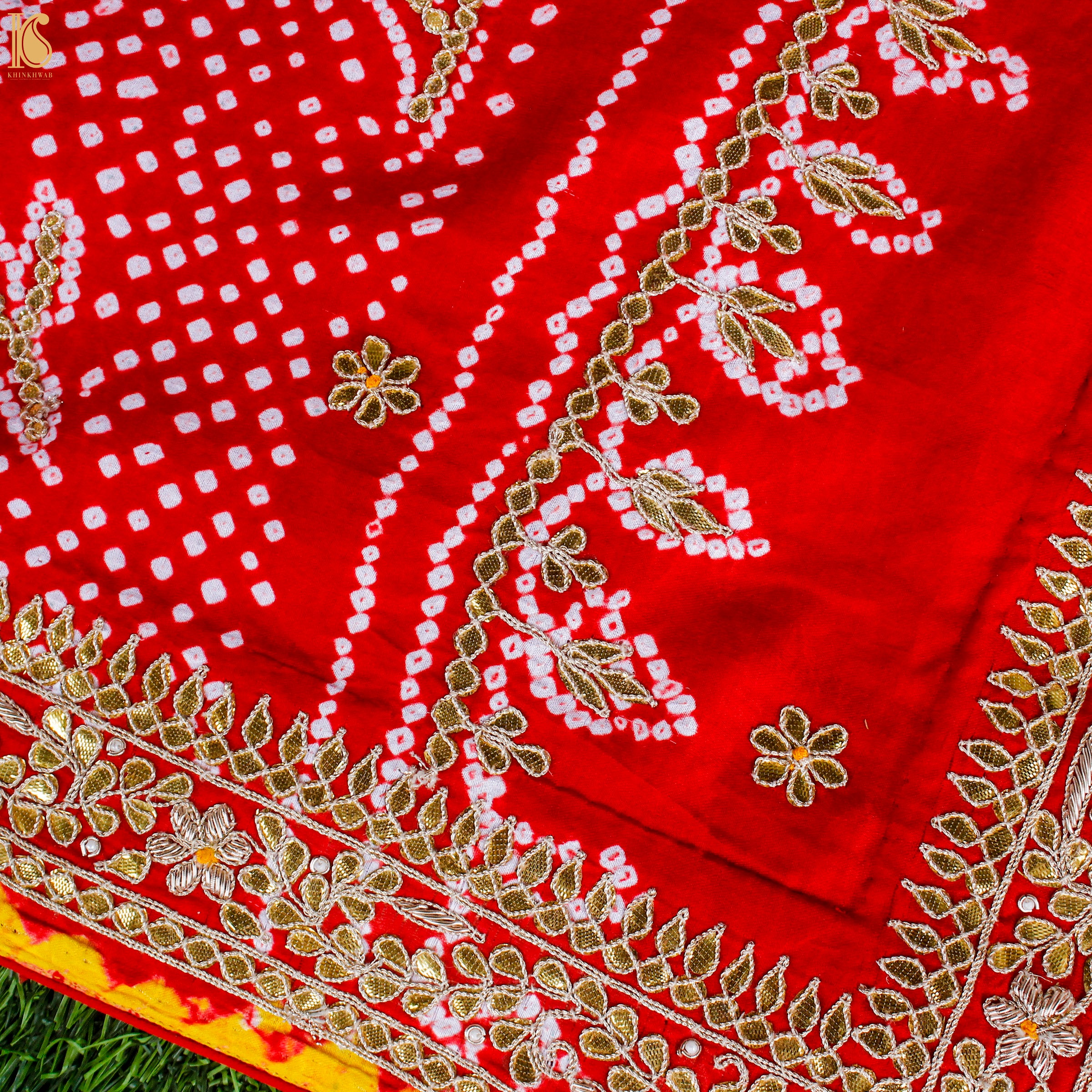 Buy Crimson Red Zardosi Embroidered Organza Saree Online | Samyakk