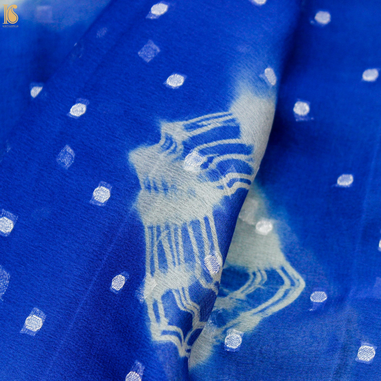 Klein Blue Pure Georgette Handloom Banarasi Shibori Saree - Khinkhwab
