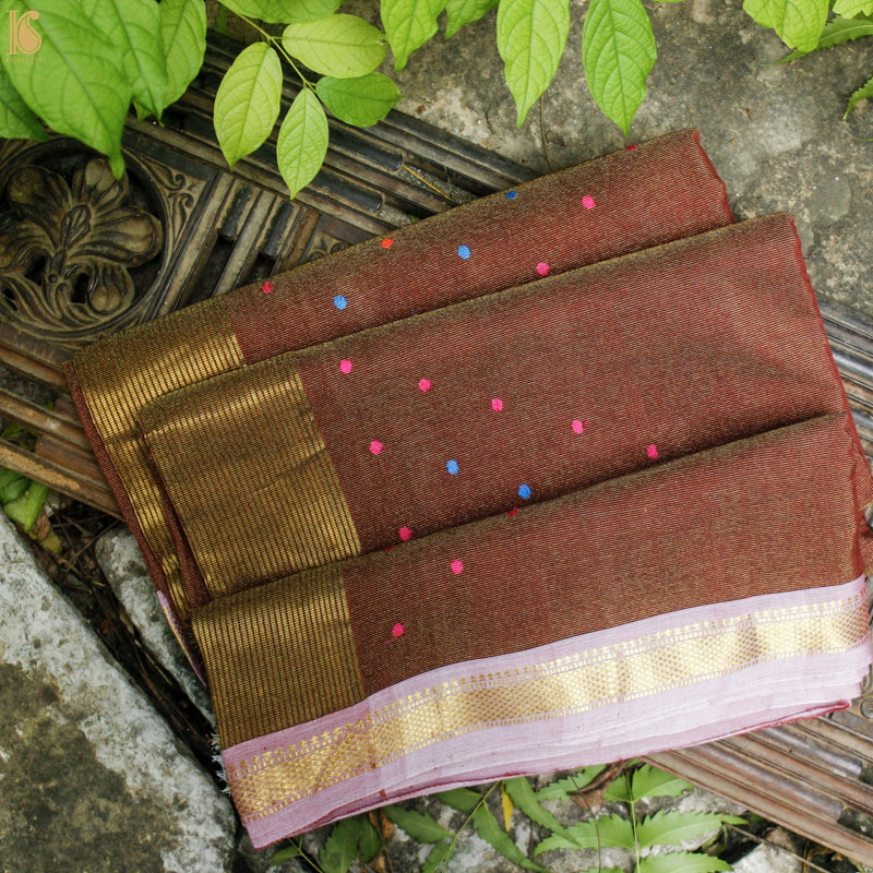 Red Oxide Pure Cotton Tissue Handwoven Paithani Saree - Khinkhwab