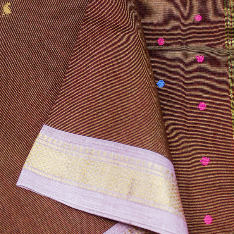 Red Oxide Pure Cotton Tissue Handwoven Paithani Saree - Khinkhwab