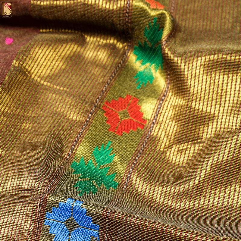 Red Oxide Pure Cotton Tissue Handwoven Paithani Saree - Khinkhwab