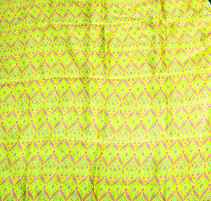 NERGİS - Milan Yellow Pure Sateen Silk Print Fabric - Khinkhwab