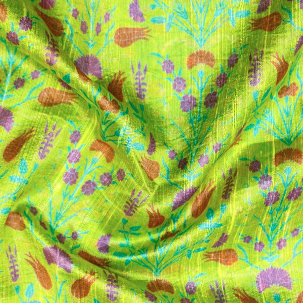 LALE- Golden Fizz Pure Raw Silk Print Fabric - Khinkhwab