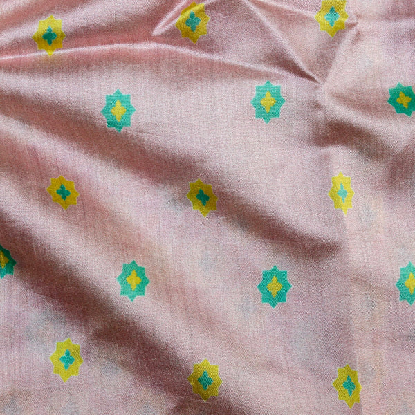 SITARA - Lavender Blush Pure Sateen Silk Print Fabric - Khinkhwab