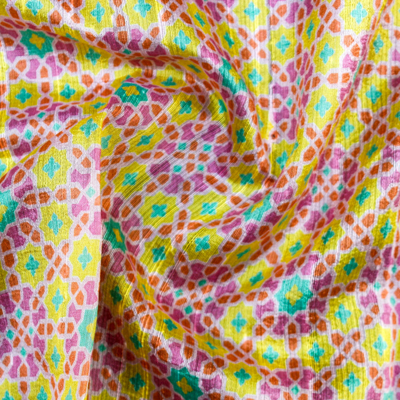 NİLÜFER - Lavender Rose Pure Raw Silk Print Fabric - Khinkhwab