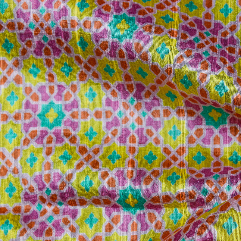 NİLÜFER - Lavender Rose Pure Raw Silk Print Fabric - Khinkhwab