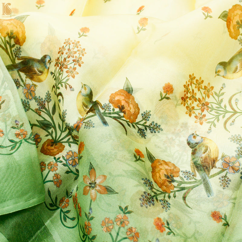Pale Prim Floral Pure Organza Print Saree - Khinkhwab