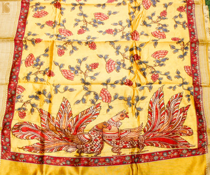 Kournikova Pure Chiniya Silk Printed Peacock Banarasi Saree - Khinkhwab