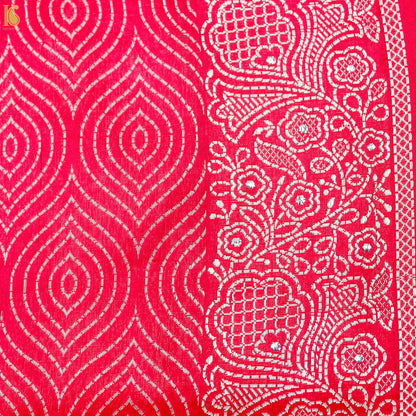 Razzmatazz Pink Pure Katan Silk Handloom Banarasi Saree - Khinkhwab