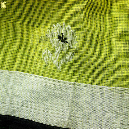 Handwoven Yellow Real Zari Kota Blouse FLower Fabric - Khinkhwab