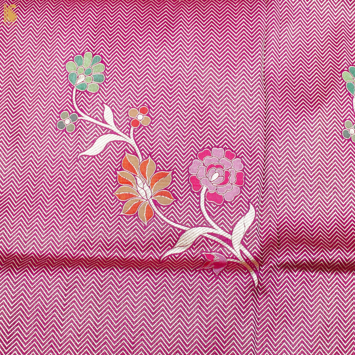 Hopbush Pink Pure Banarasi Silk Handwoven Tanchui Dupatta - Khinkhwab