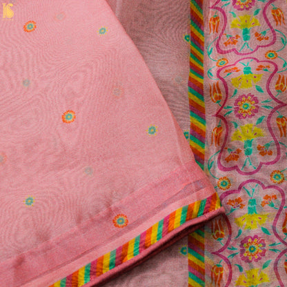 KARANFİL -Pink Pure Organza Print Dupatta - Khinkhwab