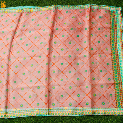 SITARA - Beauty Bush Pink Pure Organza Print Dupatta - Khinkhwab