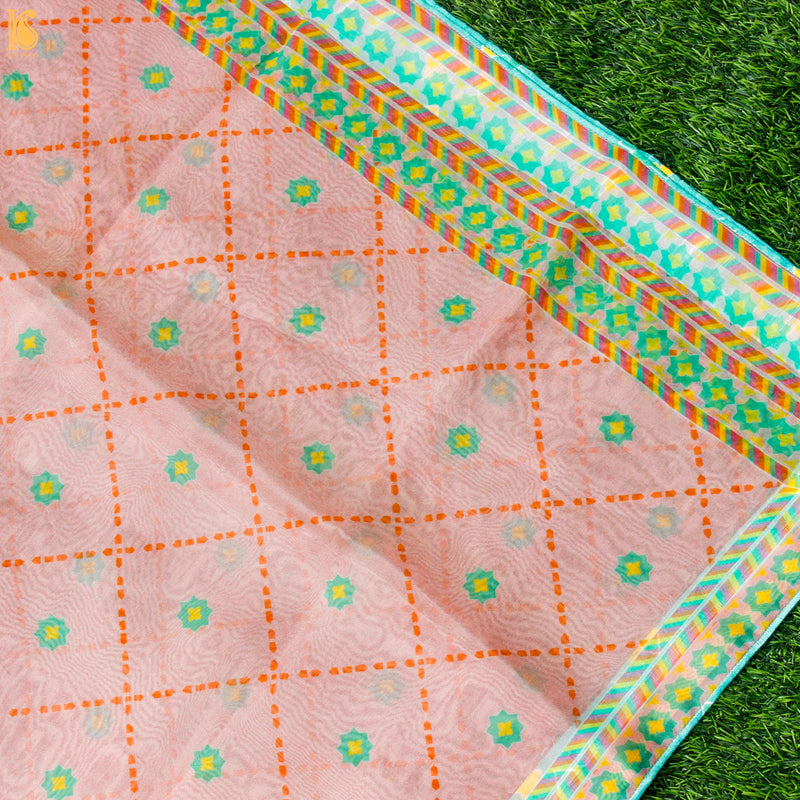 SITARA - Beauty Bush Pink Pure Organza Print Dupatta - Khinkhwab