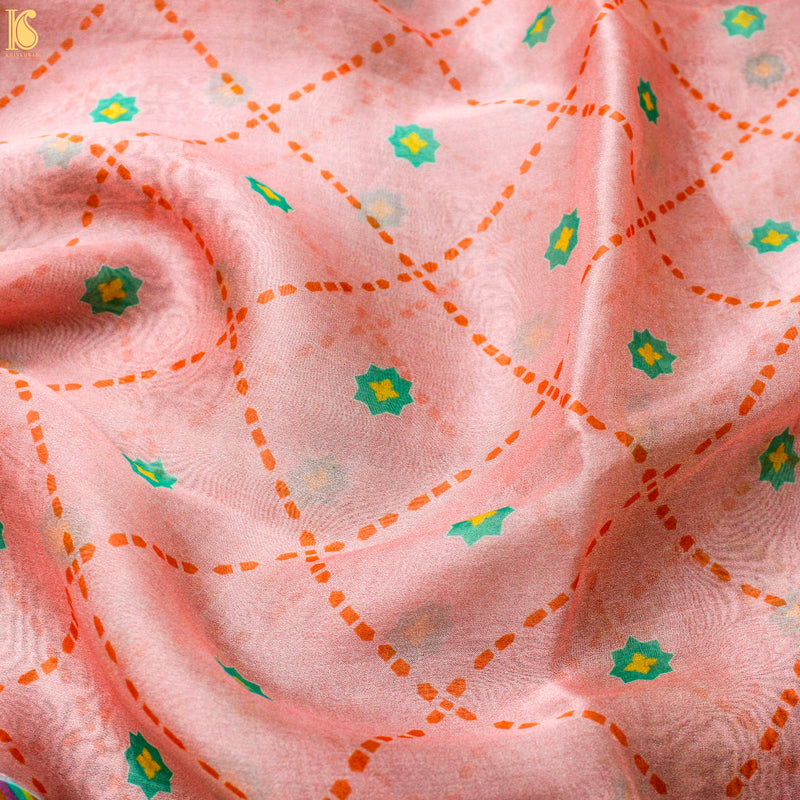 SITARA - Beauty Bush Pink Pure Organza Print Dupatta - Khinkhwab