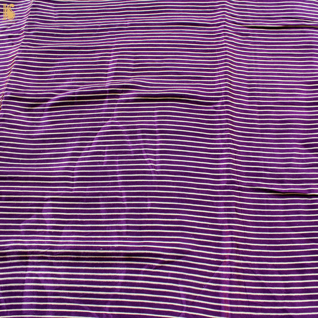Seance Purple Pure Mashru Silk Hand Block Stripes Ajrakh Fabric - Khinkhwab