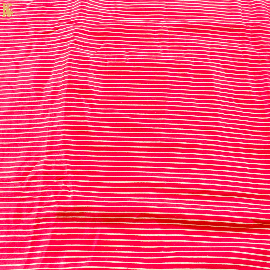Pink Pure Mashru Silk Hand Block Stripes Ajrakh Fabric - Khinkhwab