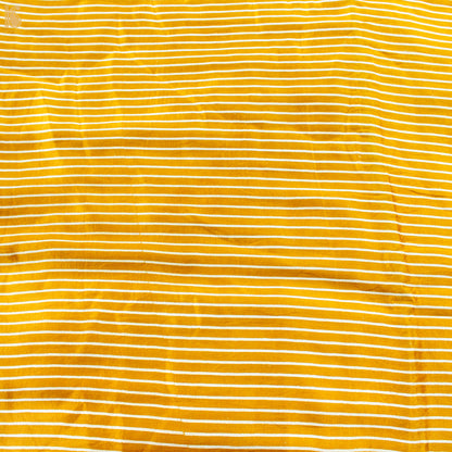 Golden Poppy Pure Mashru Silk Hand Block Stripes Ajrakh Fabric - Khinkhwab