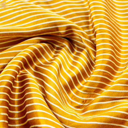 Golden Poppy Pure Mashru Silk Hand Block Stripes Ajrakh Fabric – Khinkhwab