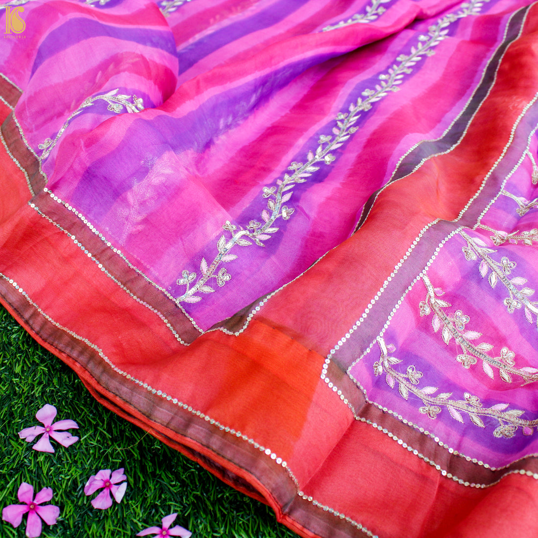 Handwoven Multicolor Organza Silk Embroidery Saree - Khinkhwab