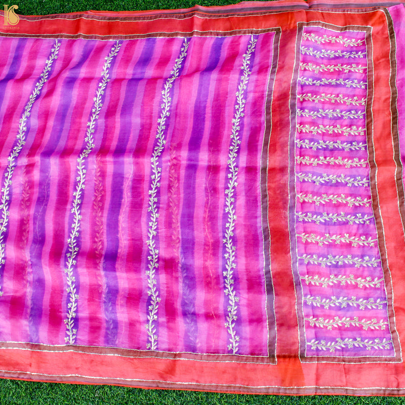 Handwoven Multicolor Organza Silk Embroidery Saree - Khinkhwab