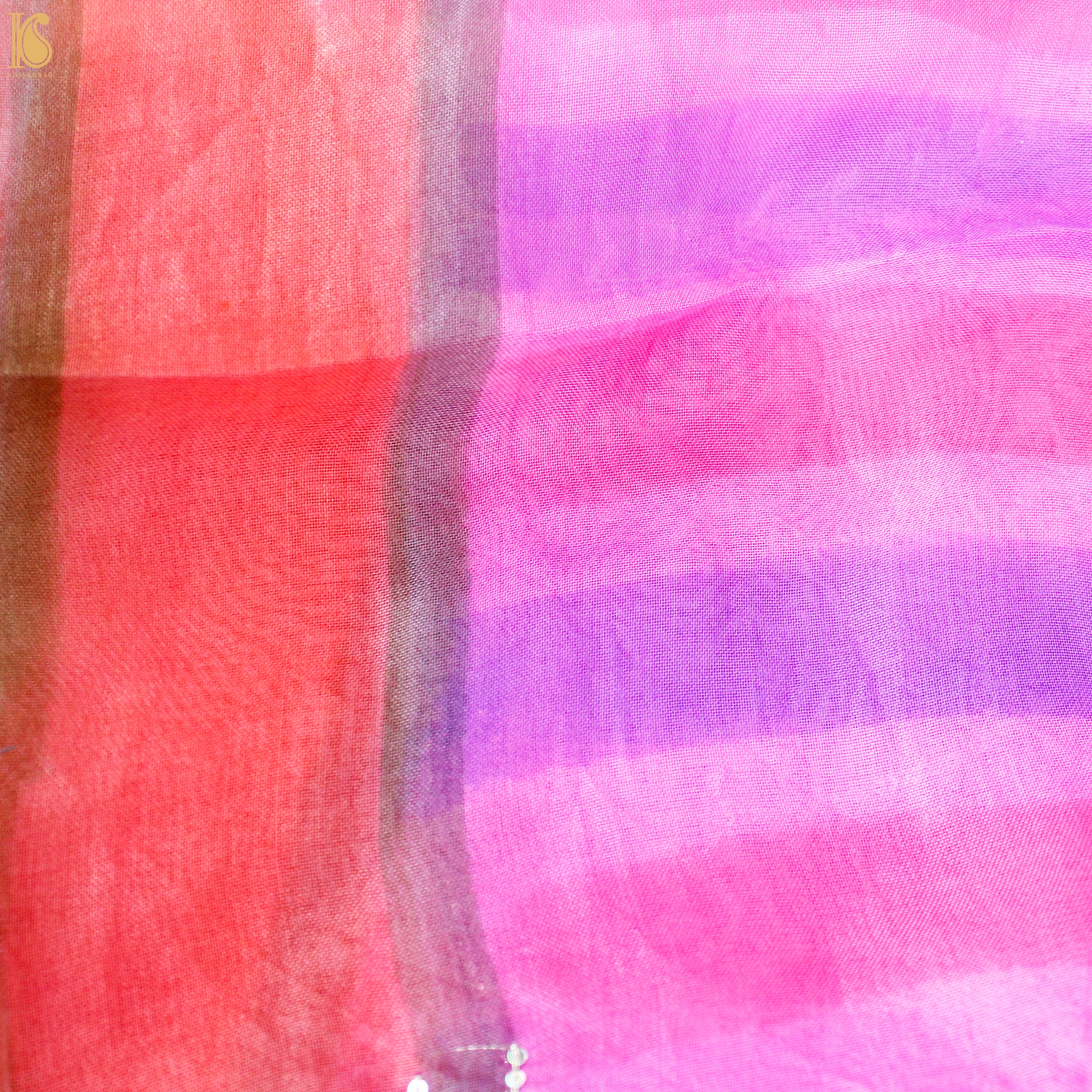Handwoven Multicolor Organza Silk Embroidery Saree - Khinkhwab