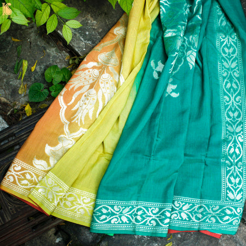 Multicolor Pure Moonga Silk Handloom Banarasi Saree - Khinkhwab