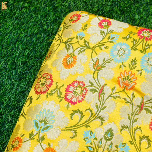 Yellow Kinkhab / Kimkhab Brocade Banarasi Fabric - Khinkhwab