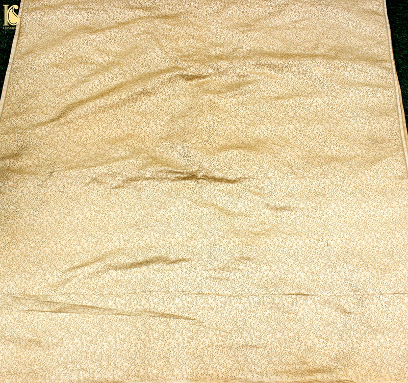 Beige Semi Silk Brocade Banarasi Fabric - Khinkhwab