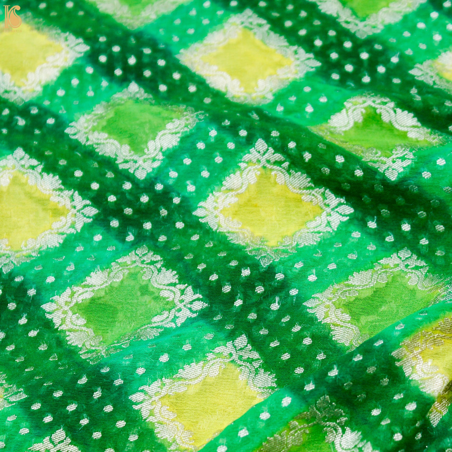 Lime Green Pure Georgette Banarasi Stole - Khinkhwab