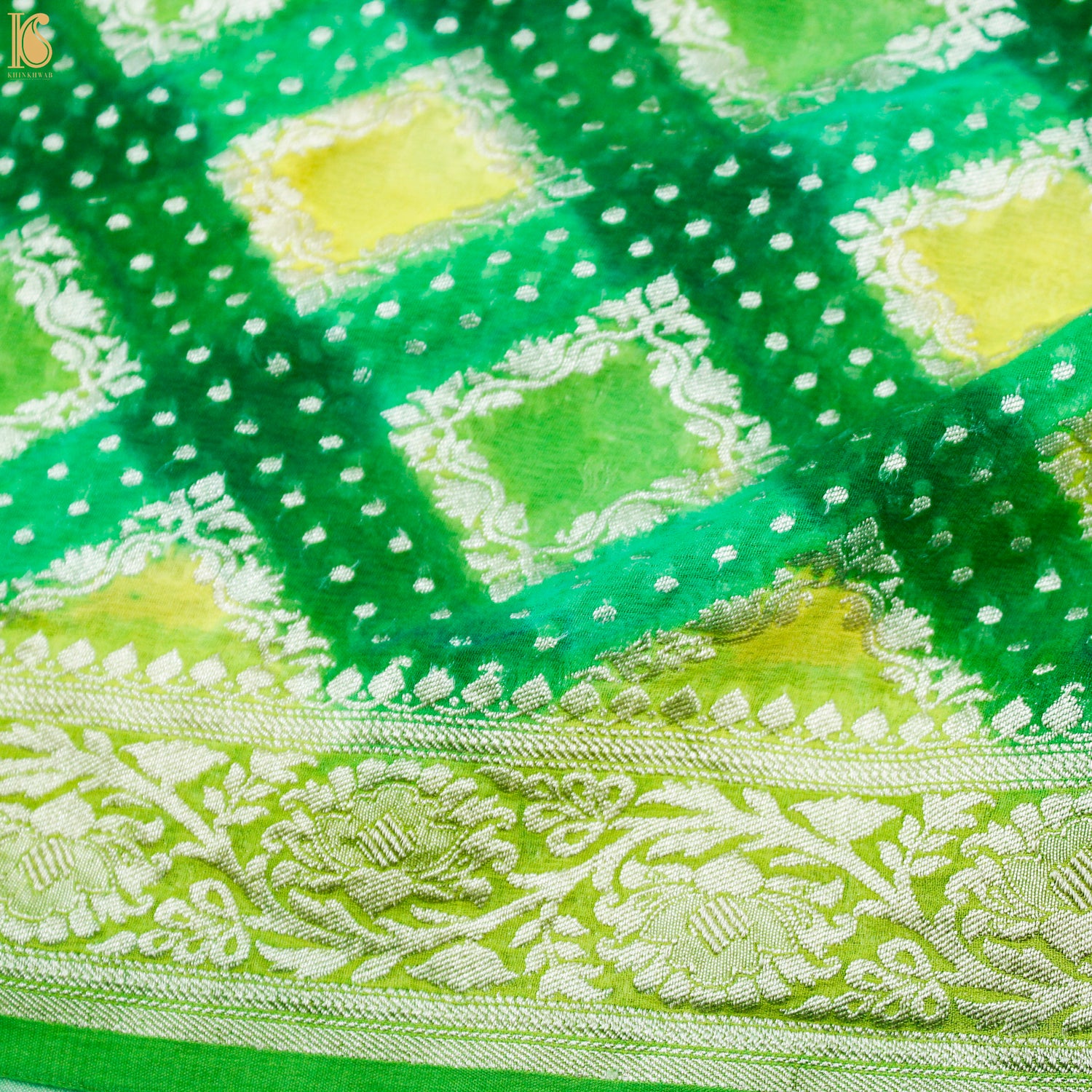 Lime Green Pure Georgette Banarasi Stole - Khinkhwab