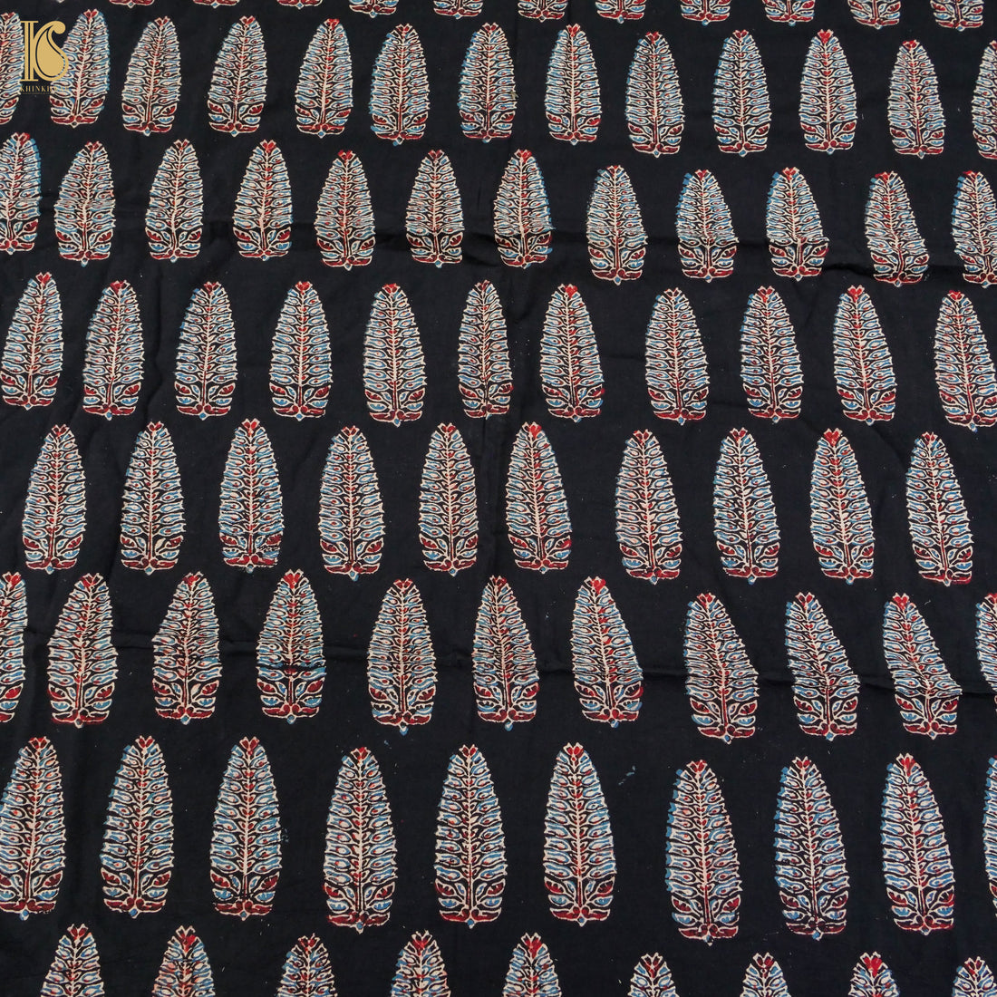 Black Hand Block Ajrakh Cotton Fabric - Khinkhwab