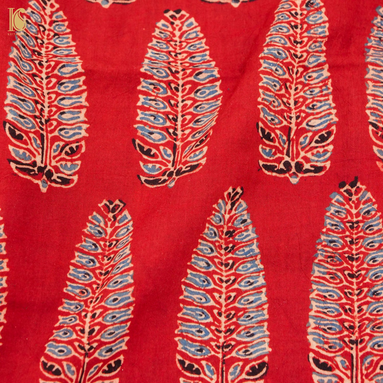 Red Hand Block Ajrakh Cotton Fabric - Khinkhwab