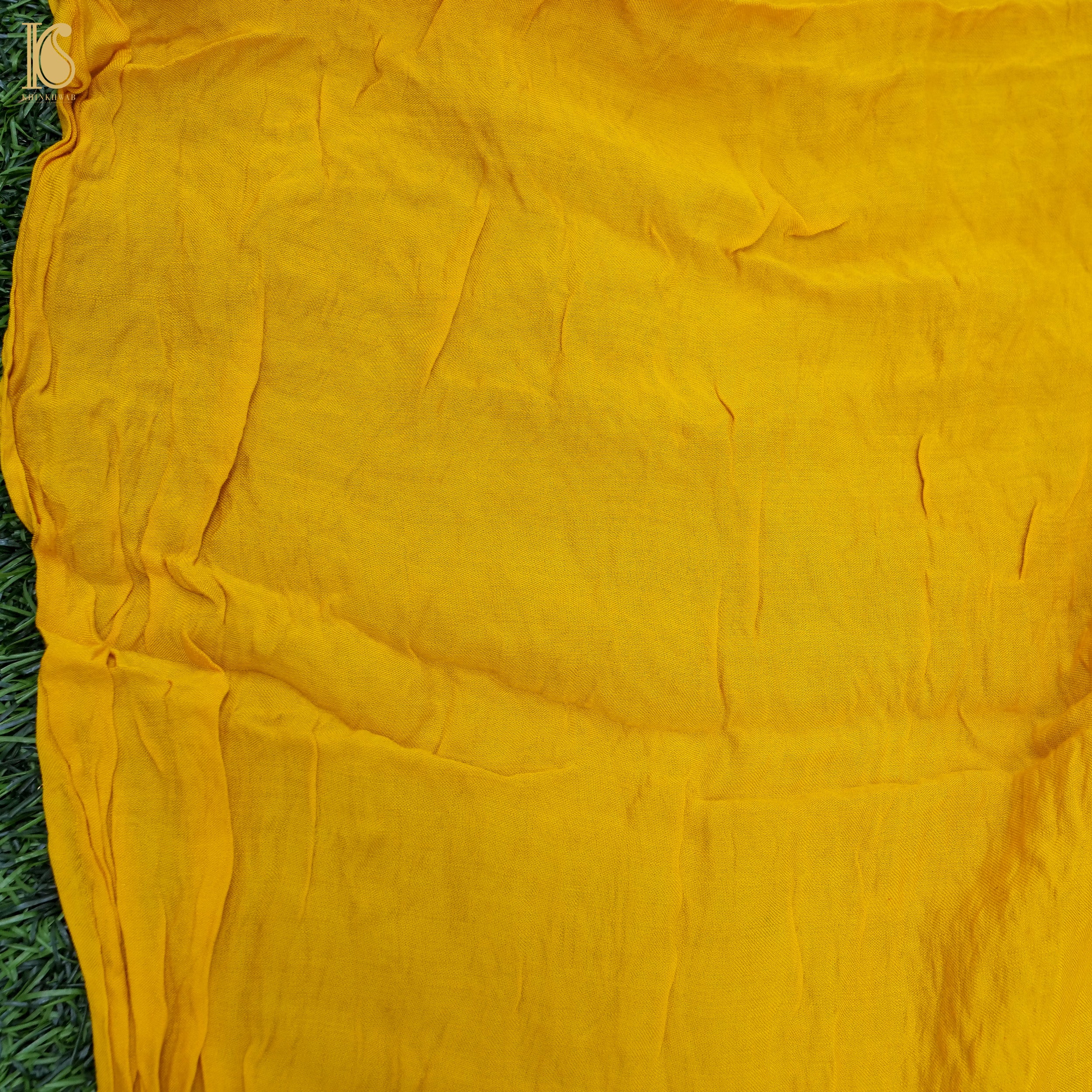Yellow Modal Silk Shibori Saree with Tissue Palla - Khinkhwab
