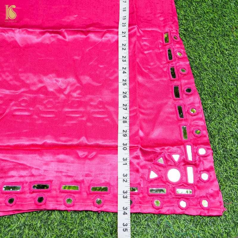 Pink Pure Mashru Silk Stitched Kurta with Mirror Work - Khinkhwab