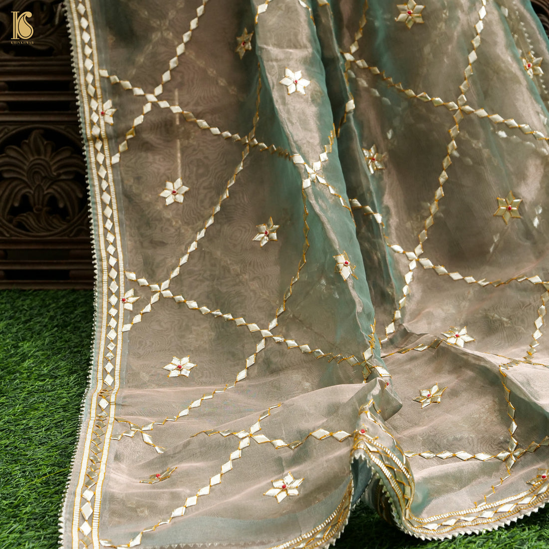 Pure Tissue Silk Gotta Patti Jaal Dupatta - Khinkhwab