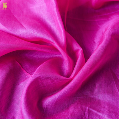 Pink Leheriya Pure Tussar Silk Gotta Patti Unstitched Suit Set - Khinkhwab