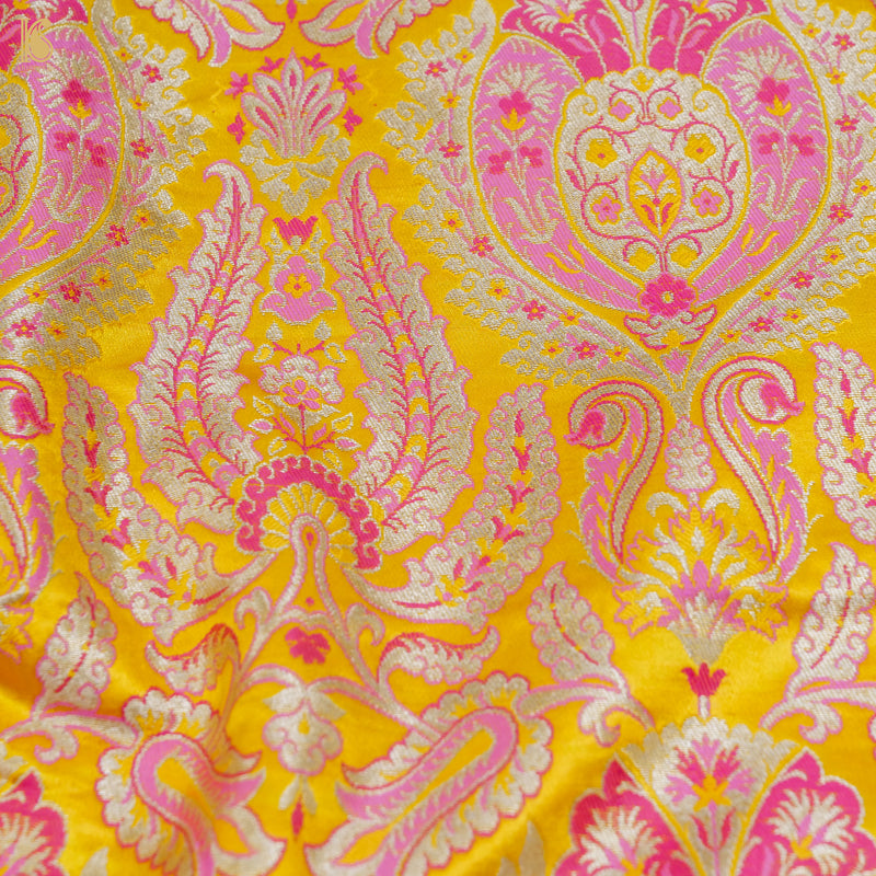 Yellow Kinkhab / Kimkhab Brocade Banarasi Fabric - Khinkhwab