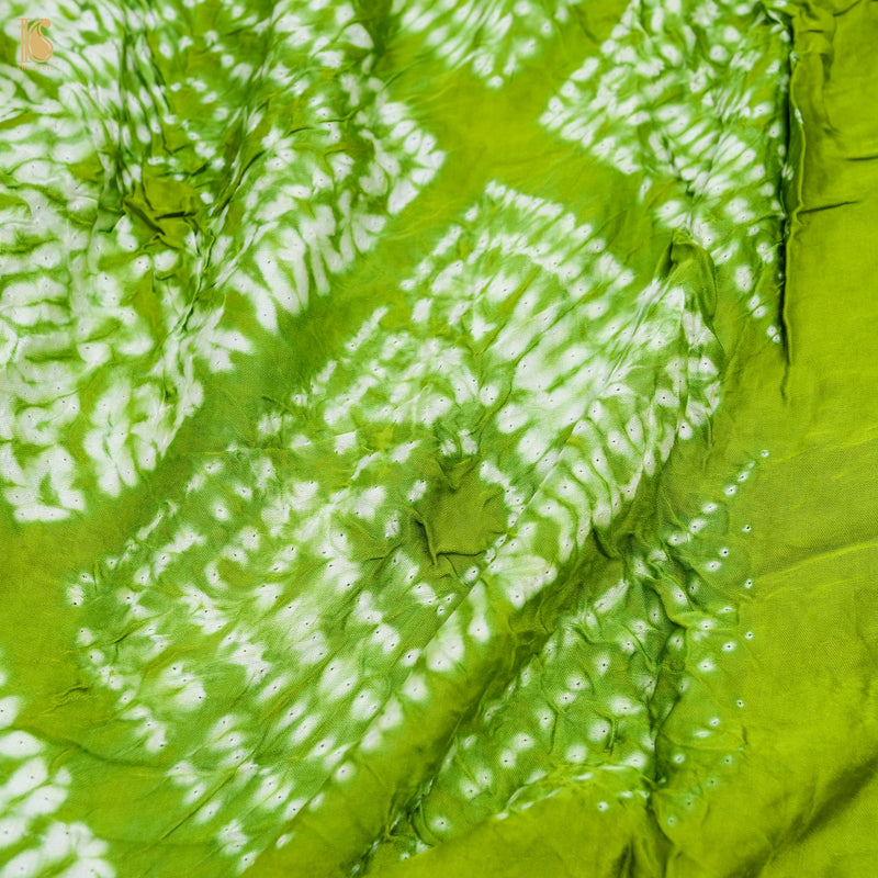 Olive Drab Green Modal Silk Shibori Dupatta - Khinkhwab
