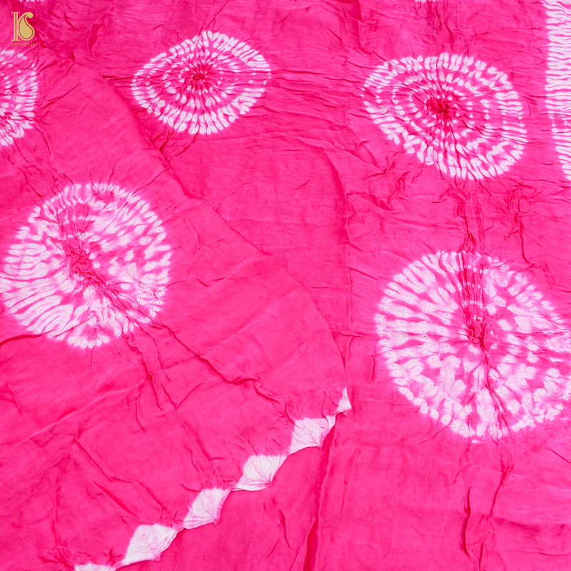 Razzmatazz Pink Modal Silk Shibori Dupatta - Khinkhwab