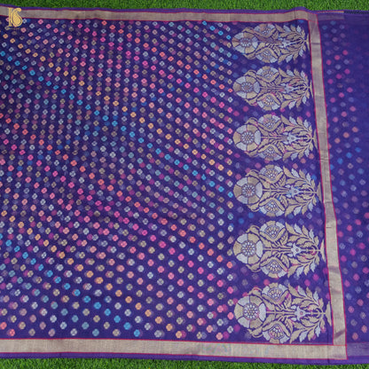 Jacksons Purple Handwoven Pure Cotton Real Zari Banarasi Saree - Preorder - Khinkhwab