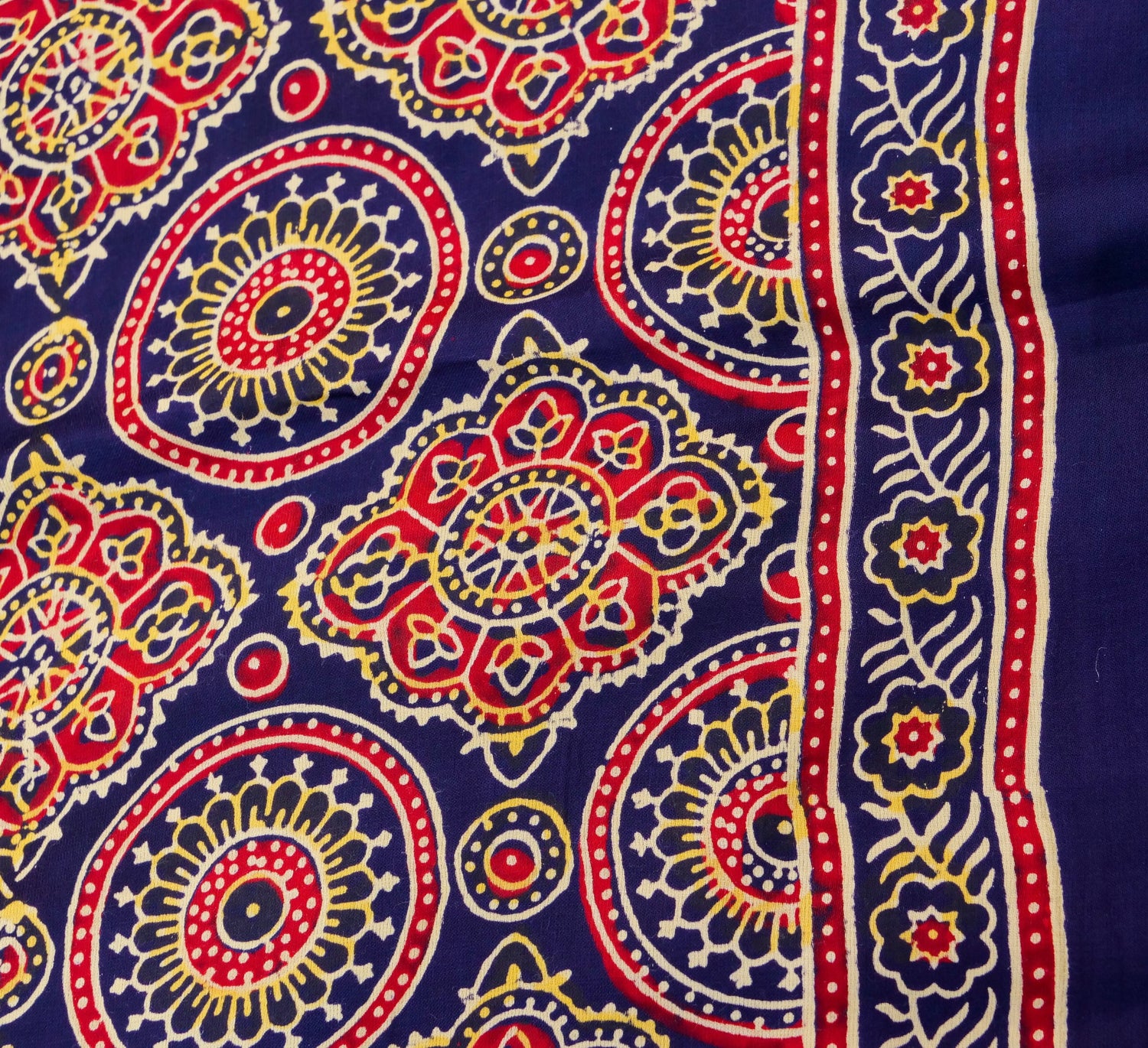 Blue Gajji Silk Handblock Ajrakh Saree – Khinkhwab