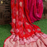 Red & Pink Pure Georgette Handloom Banarasi Bandhani Saree - Khinkhwab