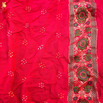 Pink Banarasi Pure Georgette Bandhani Saree - Khinkhwab
