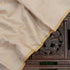 Beige Pure Moonga Silk Handloom Banarasi Dyeable Chevron Fabric - Khinkhwab