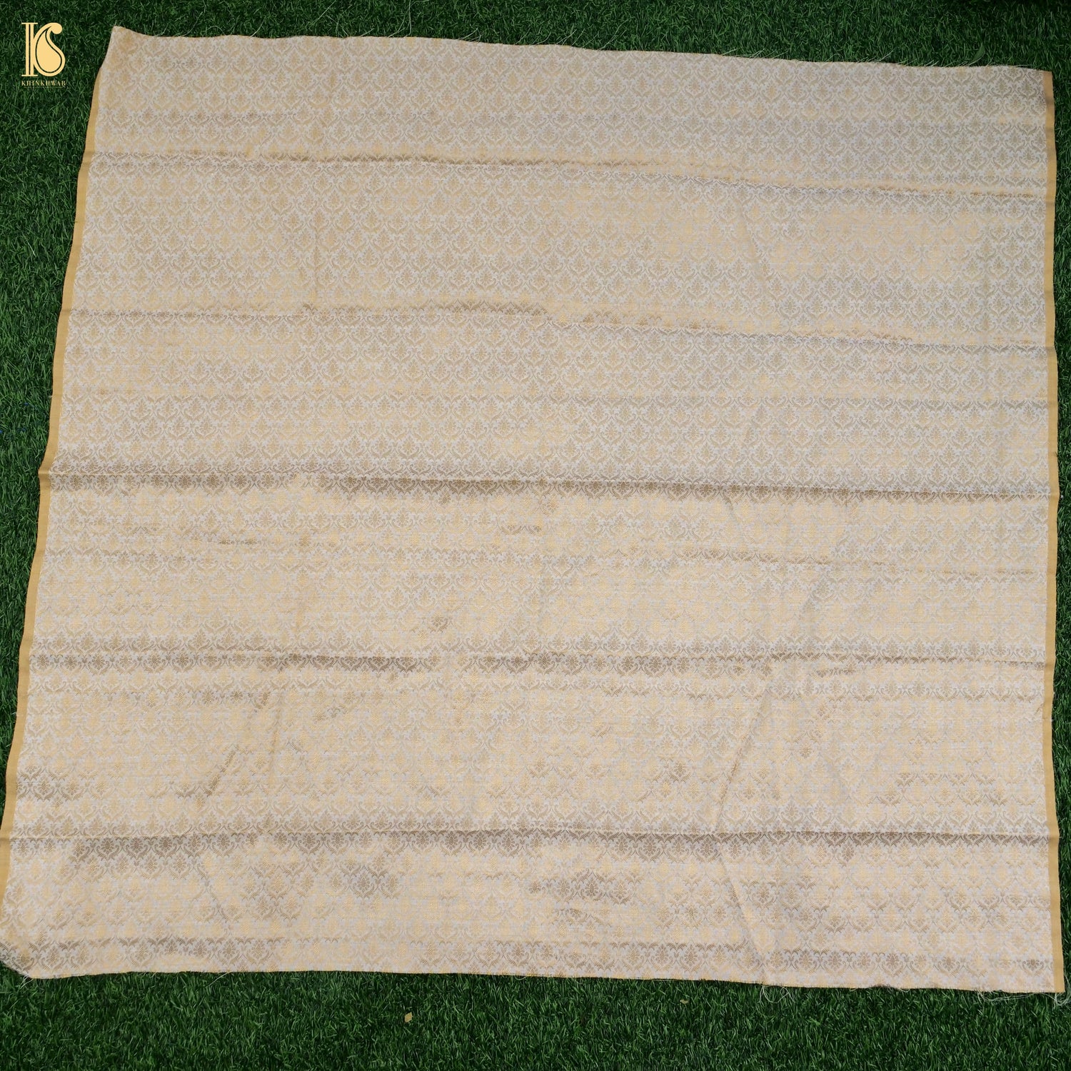 Beige Pure Moonga Silk Handloom Banarasi Dyeable Fabric - Khinkhwab
